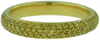 18kt yellow gold pave set yellow diamond eternity band.