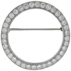 14kt white gold diamond circle pin