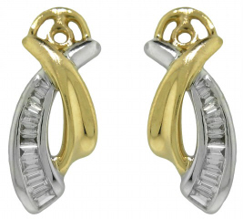 14kt two-tone baguette diamond earring jackets