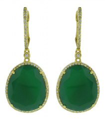 18kt yellow gold green agate diamond earrings