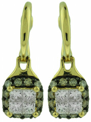 18kt yellow gold brown and white diamond earrings