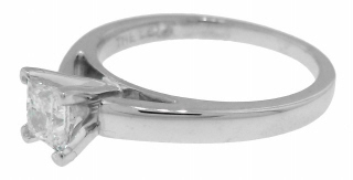 14kt white gold/platinum solitaire with one modified princess cut diamond .51ct