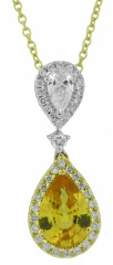 18kt two-tone yellow sapphire and diamond pendant with chain
