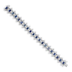 Platinum sapphire and diamond bracelet. 6 7/8".