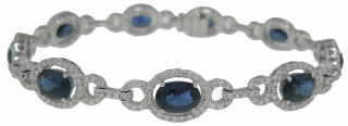 18kt white gold oval sapphire and diamond bracelet
