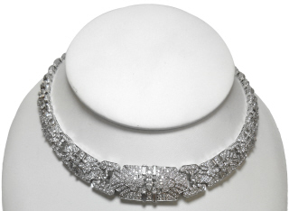 Platinum antique style pave set diamond necklace
