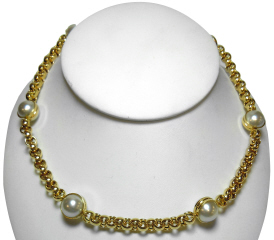 18kt yellow gold mabe pearl and rolo link 24" necklace