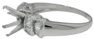 Platinum baguette diamond semi-mount