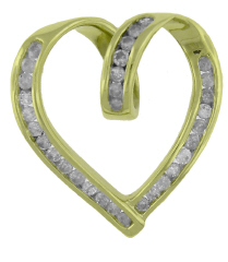 10kt yellow gold diamond heart slide attachment