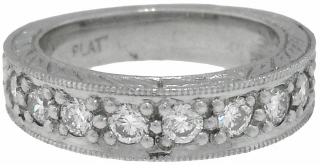 Plat engraved diamond band