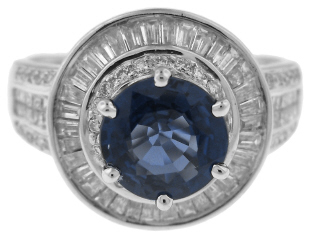 14kt white gold sapphire and diamond ring