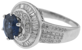 14kt white gold sapphire and diamond ring