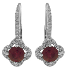 18kt white gold ruby and diamond earrings