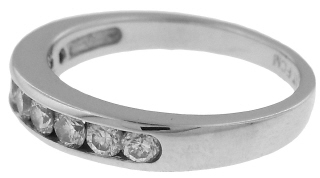 Platinum channel set half around diamond band