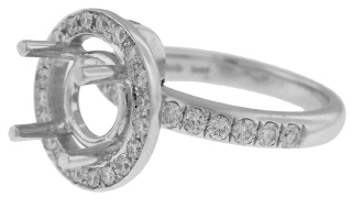 18kt white gold diamond halo ring semi-mount