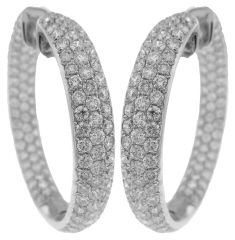 18kt white gold inside/outside diamond hoop earrings