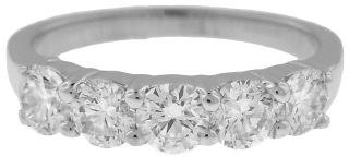 18kt white gold shared prong half around diamond band