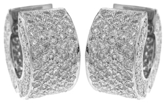 14kt white gold 3/4" diameter wide diamond huggie earrings