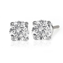 14kt white gold 4-prong diamond stud earrings. Diamonds 2/.74tw